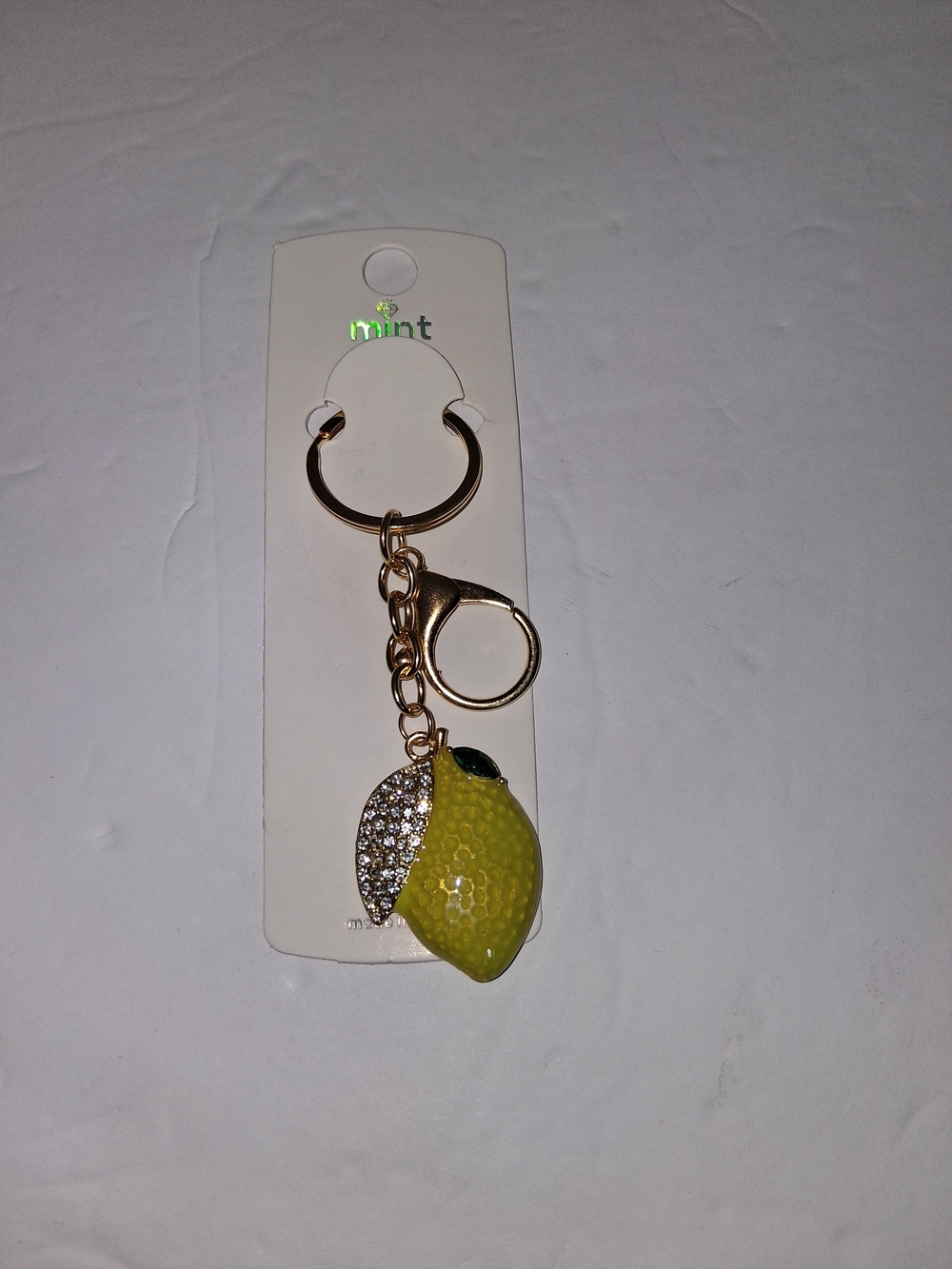 Mint Lemon Charm Keychain - Yellow